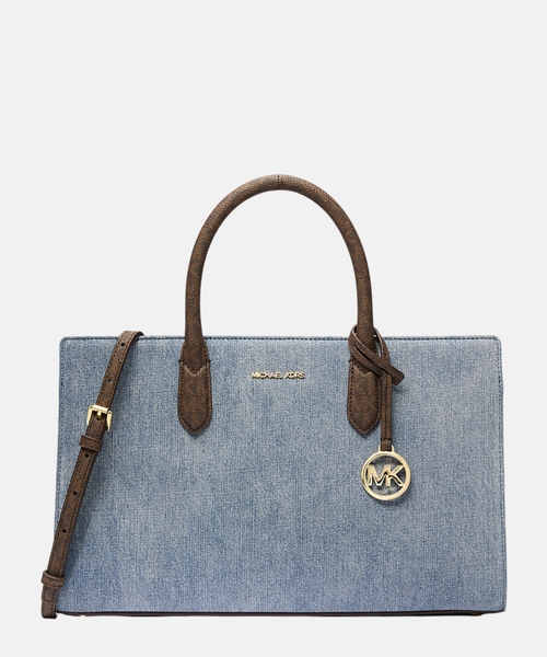 Scarlett medium pebbled denim satchel