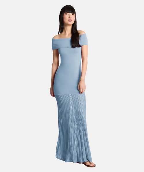 Pleated stretch maxi dress
