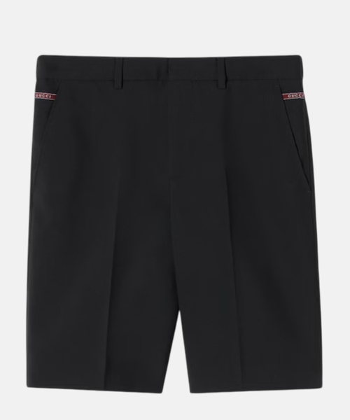 Wool shorts with intarsia