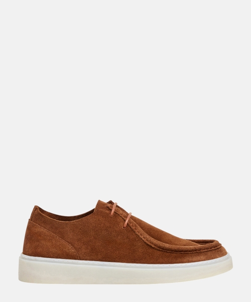 Lace-up suede loafers