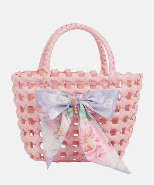 Basket bag with floral bow
