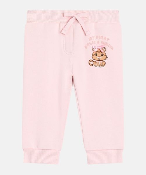 Fleece trousers with leopard and bow