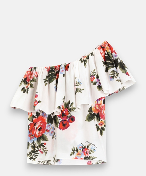Flower printed poplin top