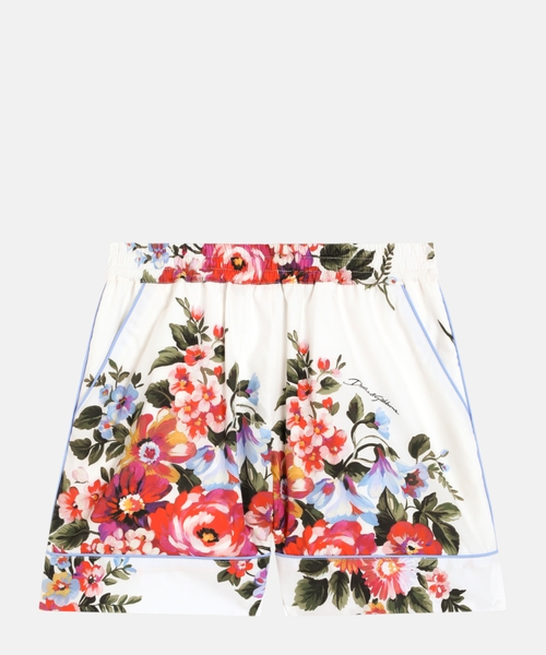 Flower print poplin shorts