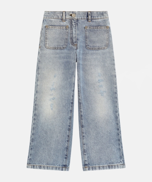 Washed denim trousers