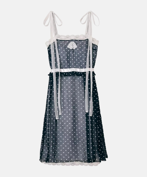 Ribbon strap chiffon dress
