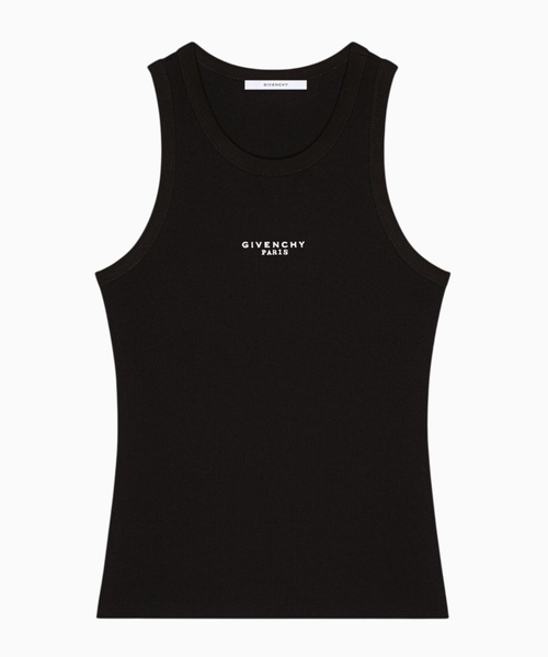 Облегающий хлопковый топ с принтом Givenchy Paris