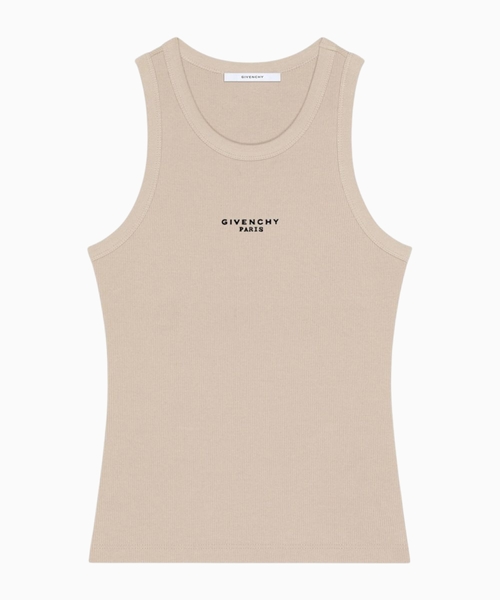 Slim fit tank top in cotton with Givenchy Paris print