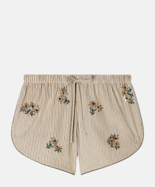Полосатые шорты с цветочной вышивкой