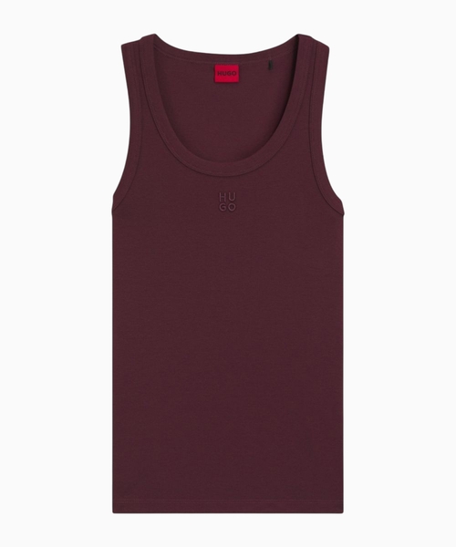 Cotton-blend tank top with stacked-logo embroidery