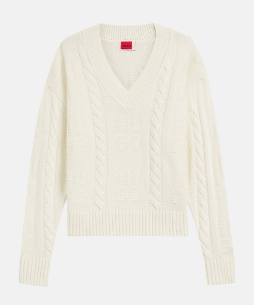 Пуловер с вязкой в виде косички