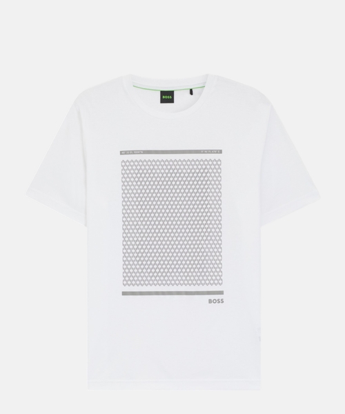 Mercerised-cotton T-shirt with geometric artwork