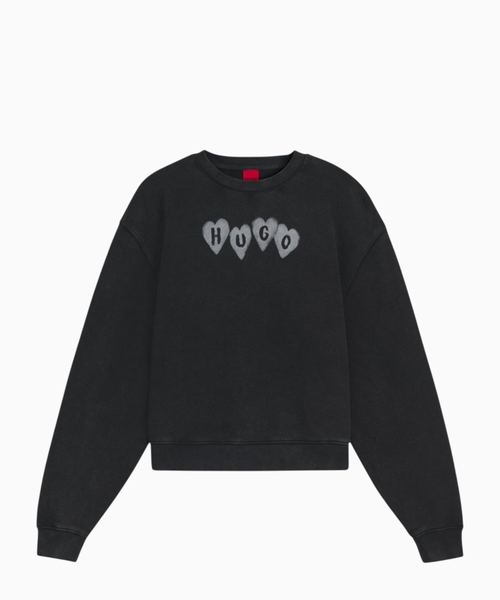 Cotton-terry sweatshirt with heart logo