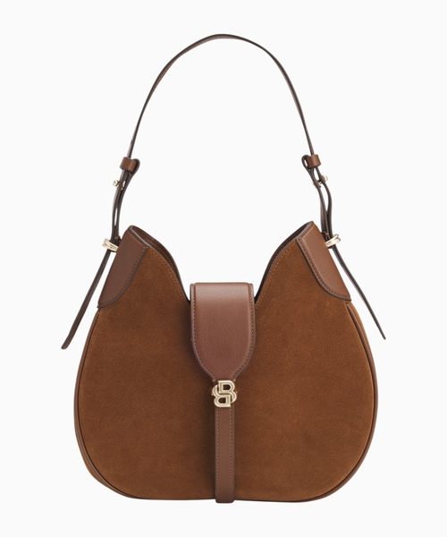 Suede hobo bag with Double B monogram