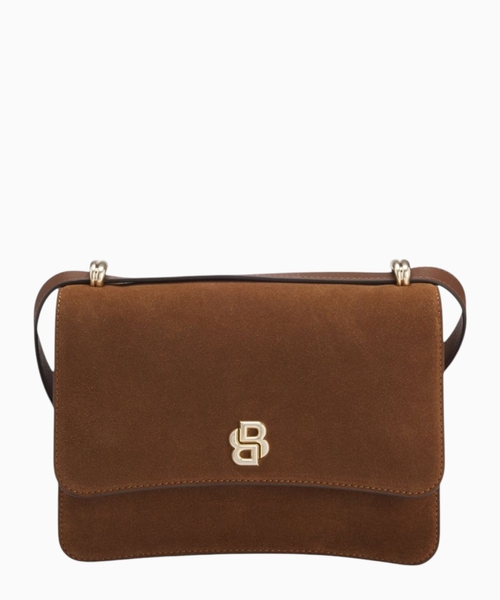 Suede crossbody bag with Double B monogram