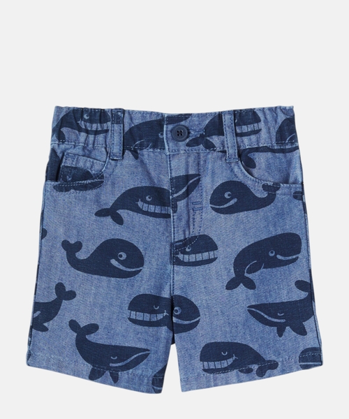 Printli denim şort
