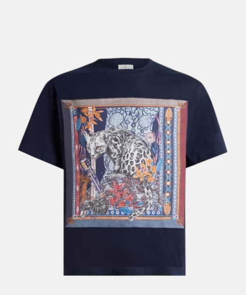 Leopard printli pambıq T-shirt