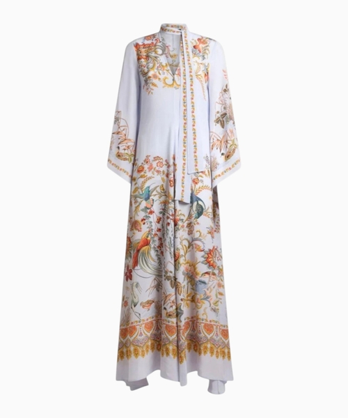 Long silk dress with scarf