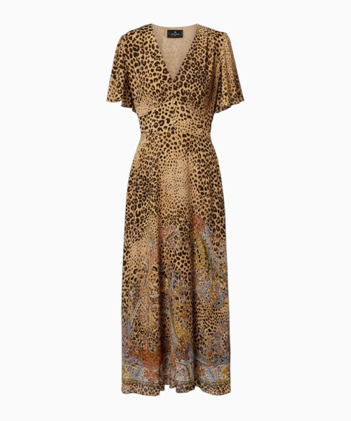 Leopard-print midi dress