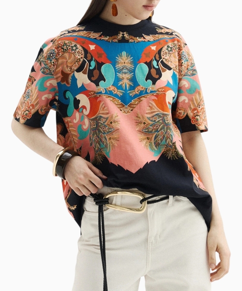 Buta printli pambıq T-shirt