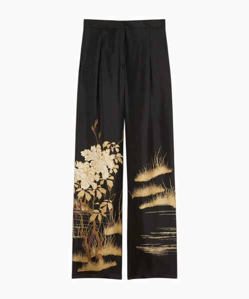 Printed silk trousers