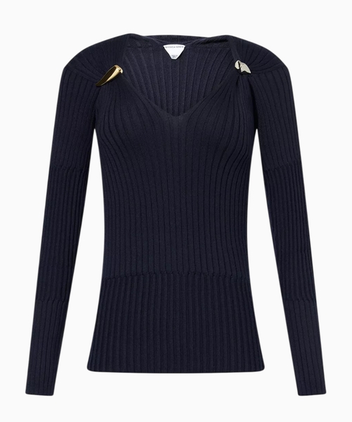 V-Neck embellished cashmere and silk-blend top