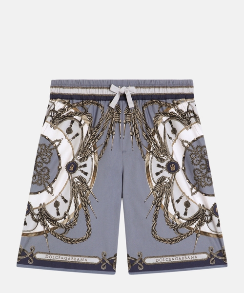 Print poplin bermuda shorts