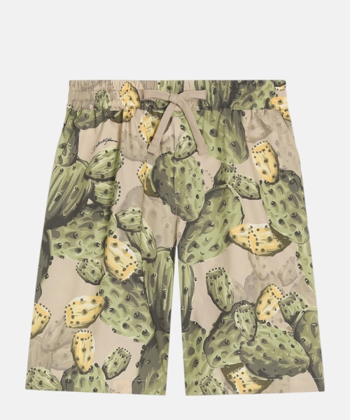 Cactus-print poplin bermuda shorts
