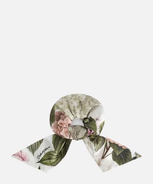 Hydrangea-print poplin scrunchie