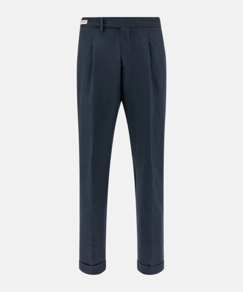 Chino trousers in linen and cotton with pleats