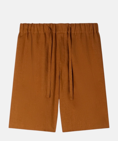 Elastic waist linen shorts