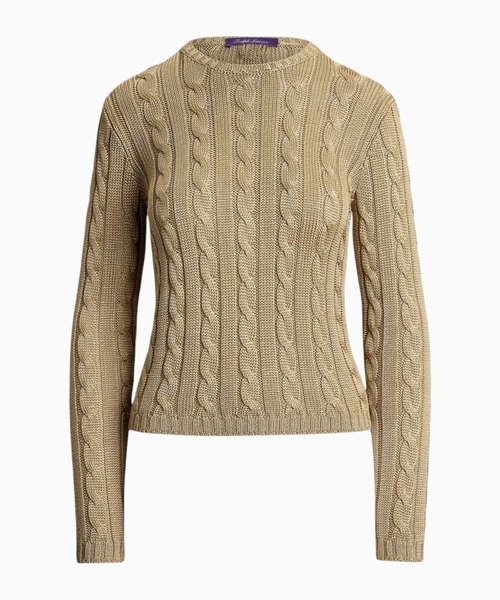 Cable-knit silk crewneck jumper
