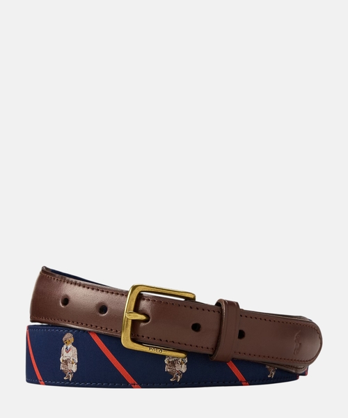 Polo Bear leather-trim belt
