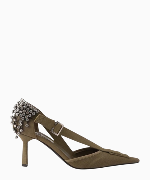 Canvas pumps with crystals