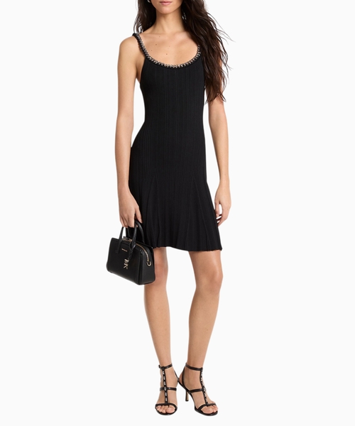 Chain embellished knit tank dress