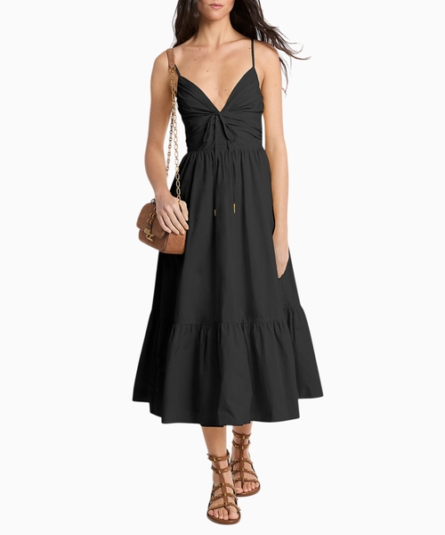 Cotton poplin midi dress