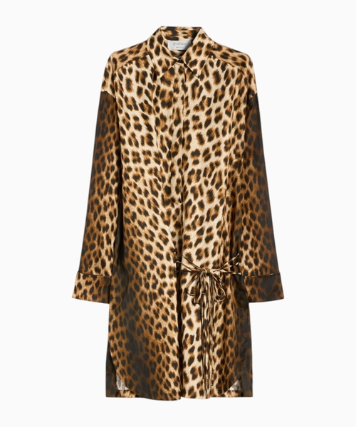 Silk twill shirt dress
