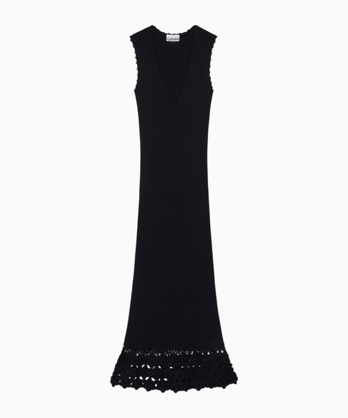 Long dress in cotton crochet