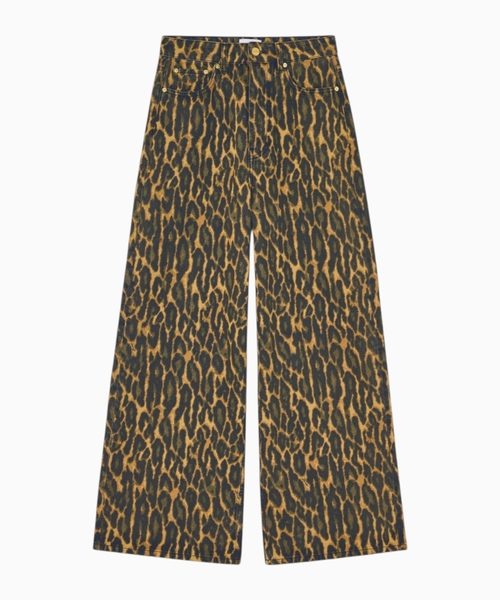 Bəbir printli Baggy denim şalvar
