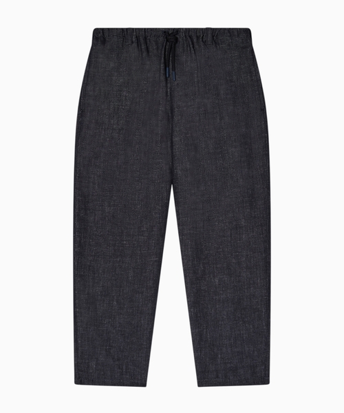 Denim-effect linen-blend trousers