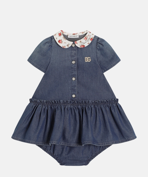 Chambray dress with logo embroidery