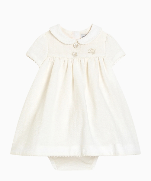 Seersucker linen dress with embroidery