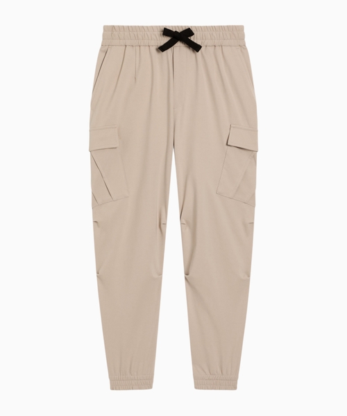Stretch jersey cargo pants with branded tag