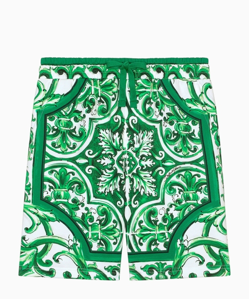 Jersey shorts with majolica print