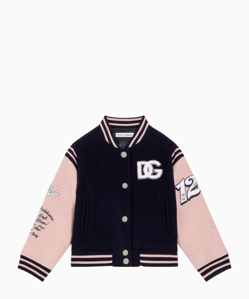 Long cloth bomber jacket with patch