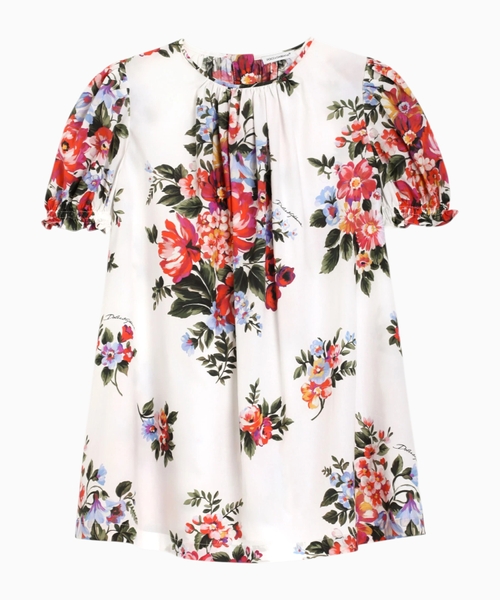 Flower-print cotton dress