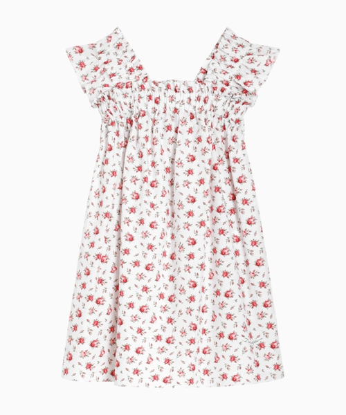 Rose-print poplin dress