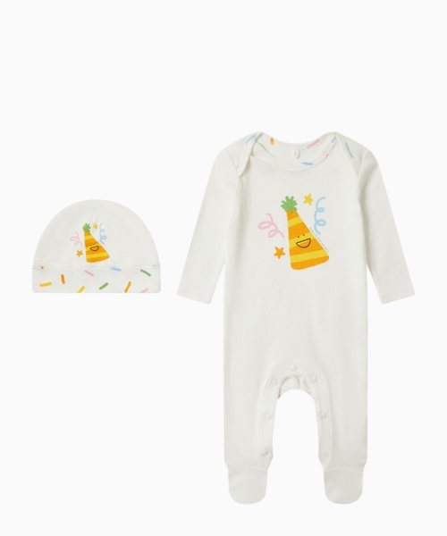 Party Hat printli papaq və kombinezon dəsti