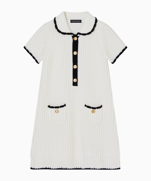 Ribbed knit dress with gold buttons