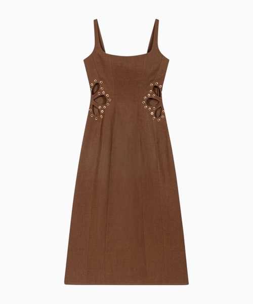 Linen blend midi dress